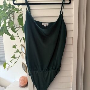 Kaileigh satin green bodysuit